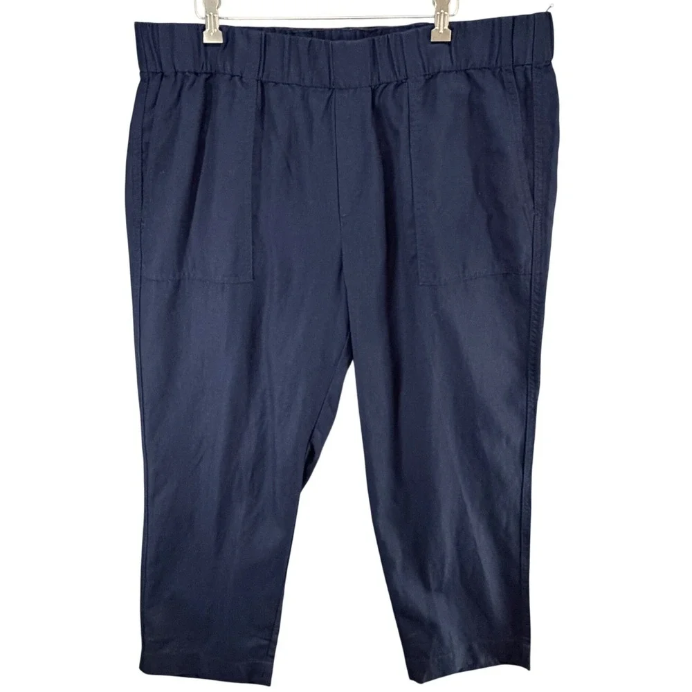 Banana Republic Tencel Linen Pants Womens XL Blue Tapered Relaxed Minimalist